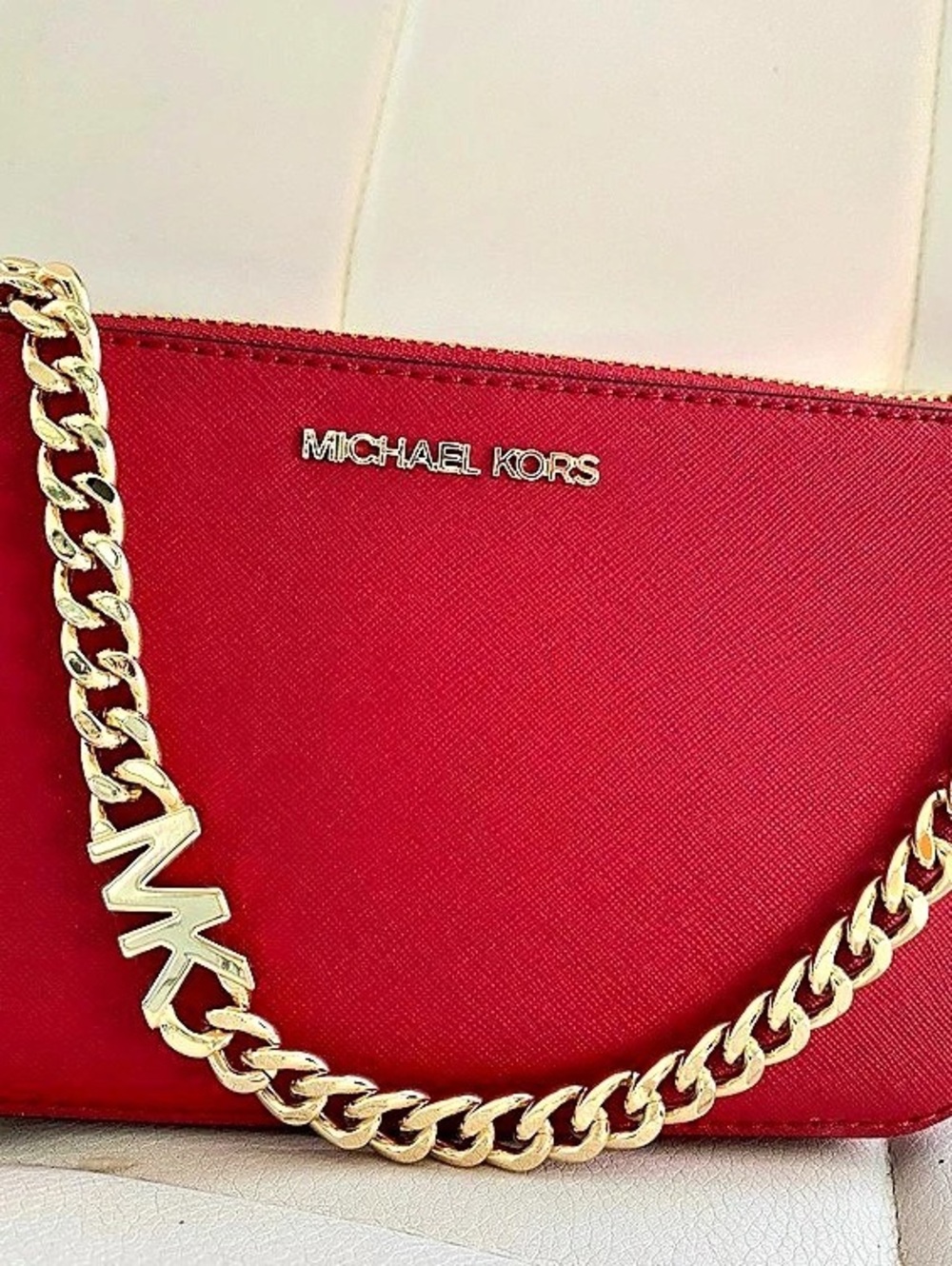 Michael Kors Jet Set Item East West Chain Crossbody Red